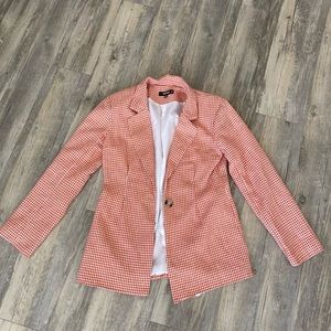 Missguided Orange Tailored Herringbone Boucle Blazer